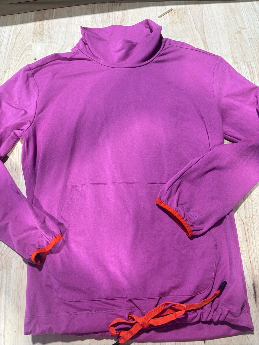 Saucony Magenta Turtleneck Pullover with Orange Trim